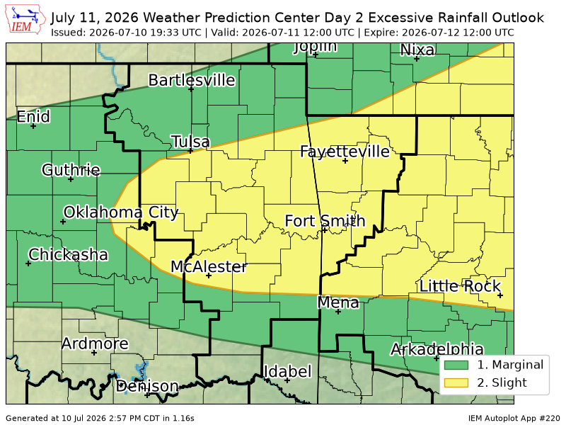 EmmanuelMwx's tweet photo. WPC issues Day 2 Slight Risk Excessive Rainfall Outlook at Jul 10, 19:33z for TSA https://t.co/kGGzHjiHet https://t.co/fbkB4lPdSW