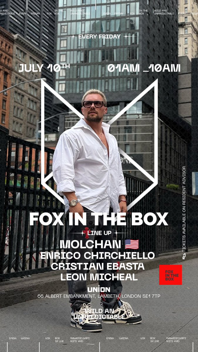 UnionVauxhall's tweet photo. JOIN the After hours FOXES from 1AM - 10AM Tonight! The Biggest House N' Techno crowd in Vauxhall on Fridays! Love, Team Union X https://t.co/TcBGnkT9jZ