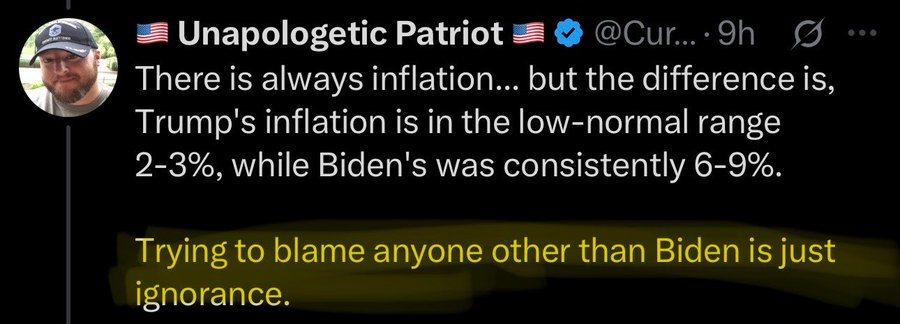 EricPrice62422's tweet photo. @Curs3dCarl @Snarfalarf @PpollingNumbers You did say that no one is to blame except for Biden in your original tweet, everyone can see it.
Such a weird thing to lie about.

You've completely stopped making cogent arguments to defend your statements and conceded defeat by blocking and running away like a coward.

Thanks! https://t.co/6Hgrui1cI6