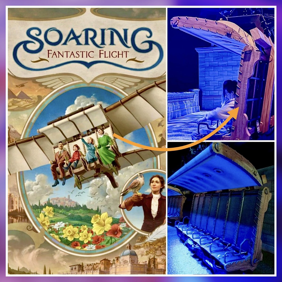 Parkeology's tweet photo. Tokyo DisneySea’s Soaring: Fantastic Flight has added details missing from other versions of Soarin’. For example, the ride vehicles have “wood” and “leather” akin to period-correct fantastical flying machines. Small touches, but they have a big impact. But do guests notice? https://t.co/bjqiZbj40Y