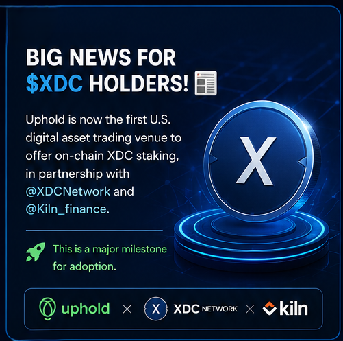 ByteCortex0's tweet photo. Why XDC staking on Uphold is a big deal for the ecosystem 👇
Big news for $XDC holders! 🚀
Uphold is now the first U.S. digital asset trading venue to offer on-chain XDC staking, in partnership with @XDCNetwork and @Kiln_finance.

This is a major milestone for adoption. https://t.co/Gct226ckp3