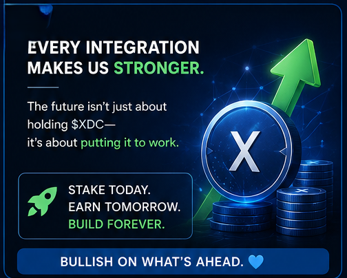 ByteCortex0's tweet photo. Every new integration makes the XDC ecosystem stronger.

The future isn't just about holding $XDC it's about putting it to work.
#XDC #XDCMasternode #DeFi https://t.co/cP2TfkYhWu