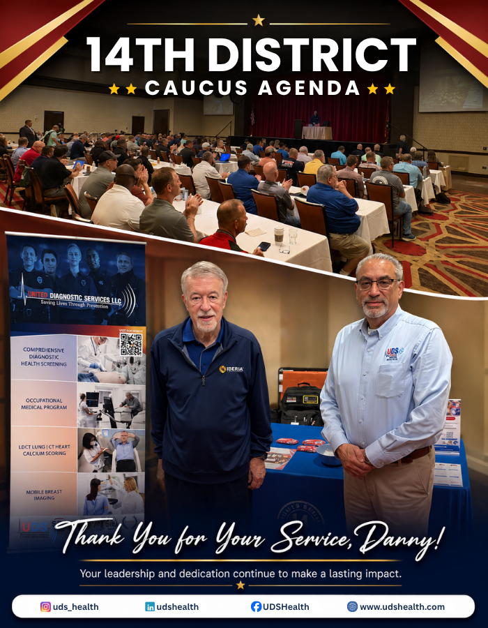 UDSHealth's tweet photo. Proud to be part of the 2026 IAFF 14th District Caucus! Congratulations to Danny Todd on your retirement, and thank you for your years of service. Special thanks to Steve Weissman for representing UDS and our mission of early detection. 🚒💙
#IAFF #EarlyDetection https://t.co/nlHxuza87X
