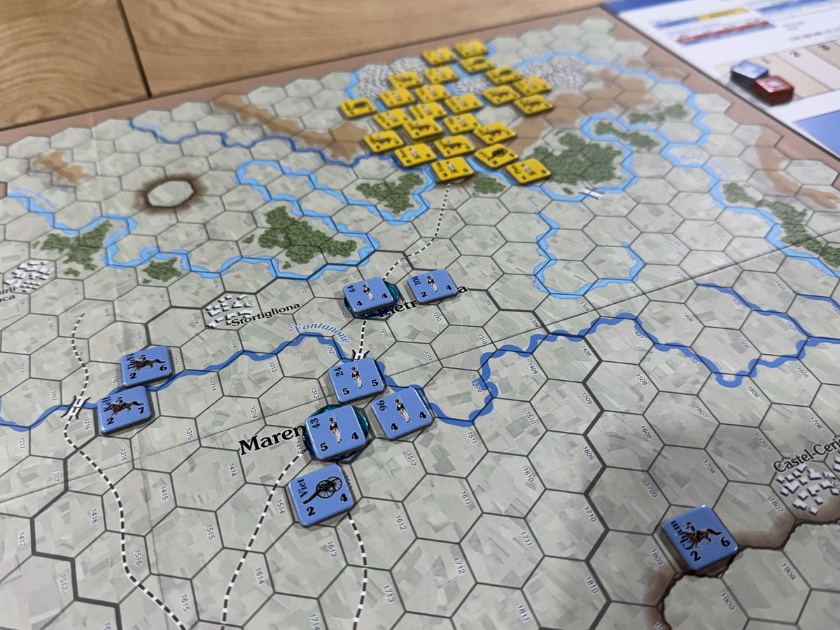 playersaidblog's tweet photo. A little Napoleonics this afternoon with Napoleon at War Deluxe Edition from Decision Games. Playing the Battle of Marengo. https://t.co/AyllQrtBaa