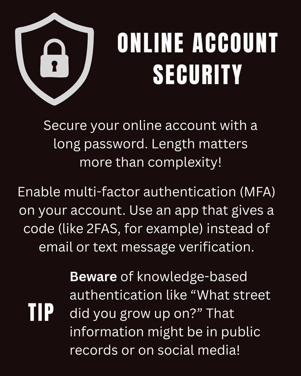 ElderLawAdvo's tweet photo. Identity thieves go after your bank accounts first. 4 free ways to stop them:

🧊 Freeze your credit (all 3 bureaus)
🔔 Turn on bank transaction alerts
🤝 Set an emergency financial contact (not a joint owner!)
🔐 Long password + app-based 2FA

#IdentityTheft #FraudPrevention https://t.co/iolhmk8RZA