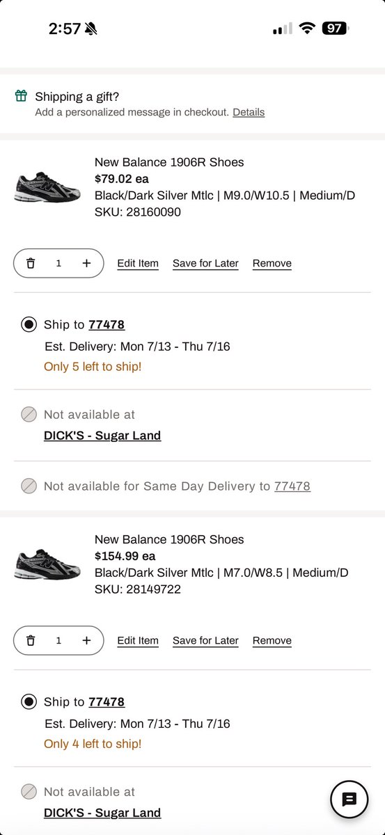 destindreama's tweet photo. @DICKS please explain how the same shoe is a different price for the same damn shoe https://t.co/jlA6wRHqLv