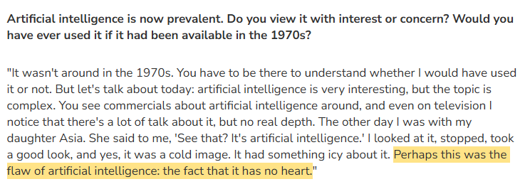 FreddyInSpace's tweet photo. How does Dario Argento feel about generative AI?

"... it has no heart."

Source: Adnkronos https://t.co/5wgaJl6MQU
