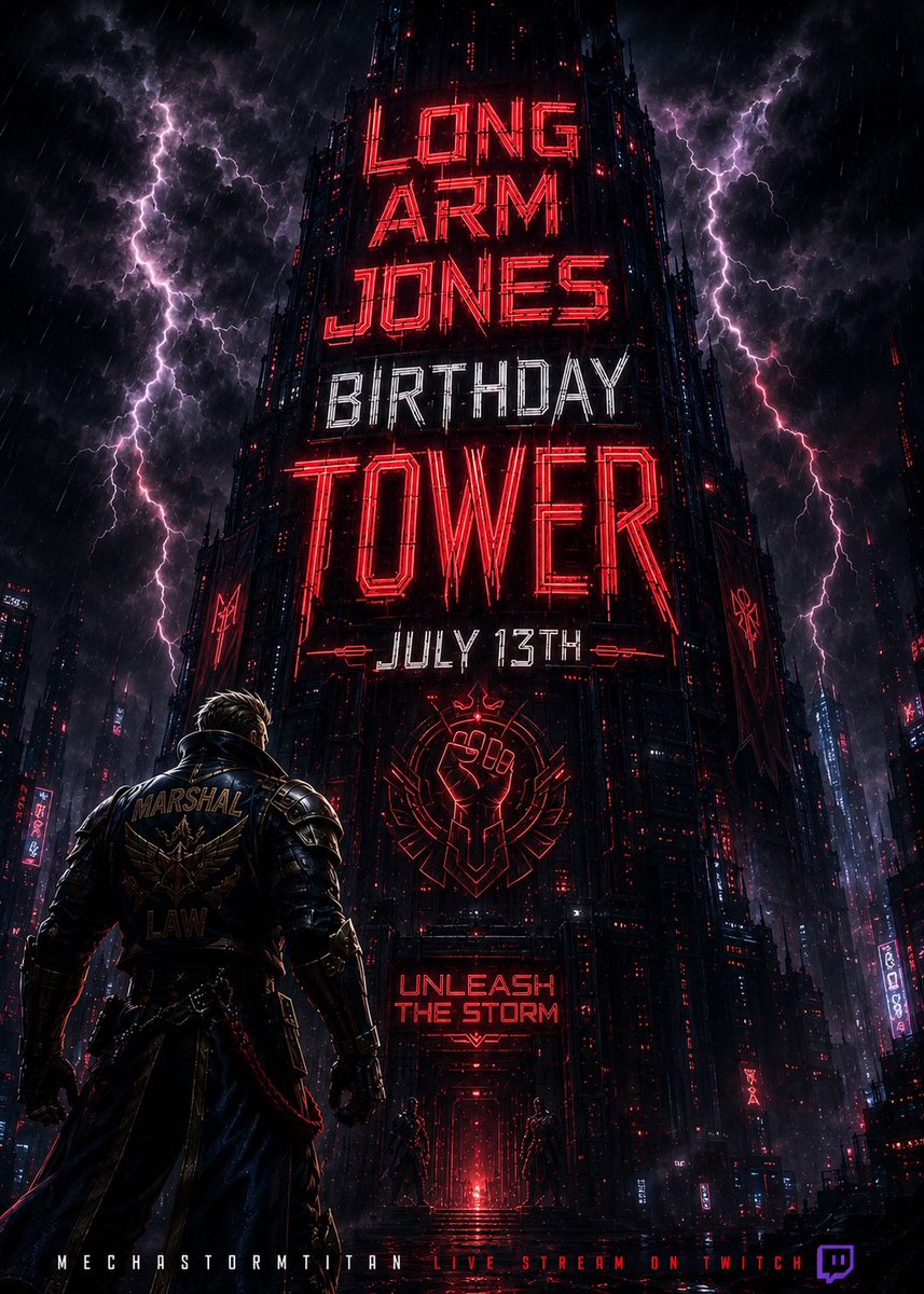 mechastormtitan's tweet photo. 🔥 BIRTHDAY TOWER ACTIVATED 🔥

A birthday tradition continues… 
Long Arm Jones enters the tower but will he make it out? Join us to celebrate and watch this birthday beatdown on July 13th 5pm pst / 8pm est

First to 2 (Best of 3)

Live on the MechaStormTitan Twitch channel. Link Below ⬇️ 
#tekken8 #birthday #birthdaybeatdown