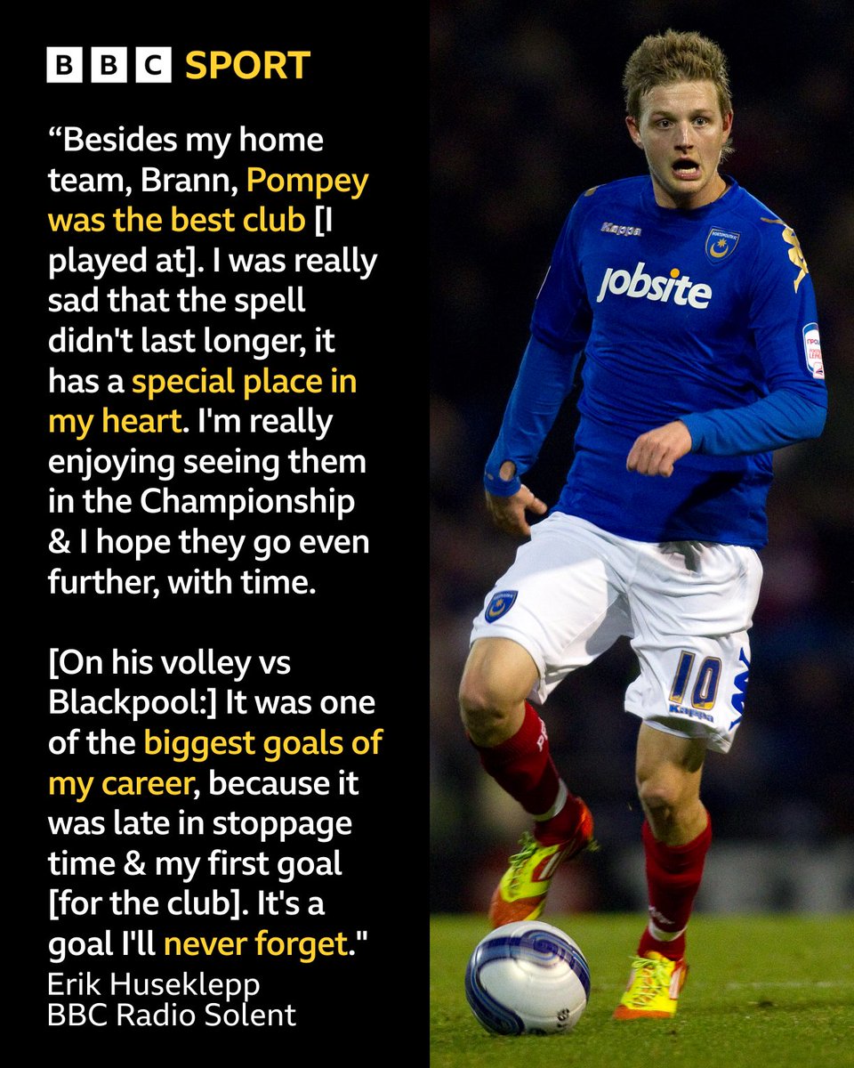solentsport's tweet photo. "A 𝐬𝐩𝐞𝐜𝐢𝐚𝐥 𝐩𝐥𝐚𝐜𝐞 in my heart" 💙

Former Portsmouth &amp; Norwegian forward, Erik Huseklepp, has been reflecting on his time at #Pompey, 𝘵𝘩𝘢𝘵 volley vs Blackpool &amp; a stag-do back on the South Coast! 🎉

🎧 Listen in full on Sounds: https://t.co/jN8wrM1XdU https://t.co/EHlNvNP2tw