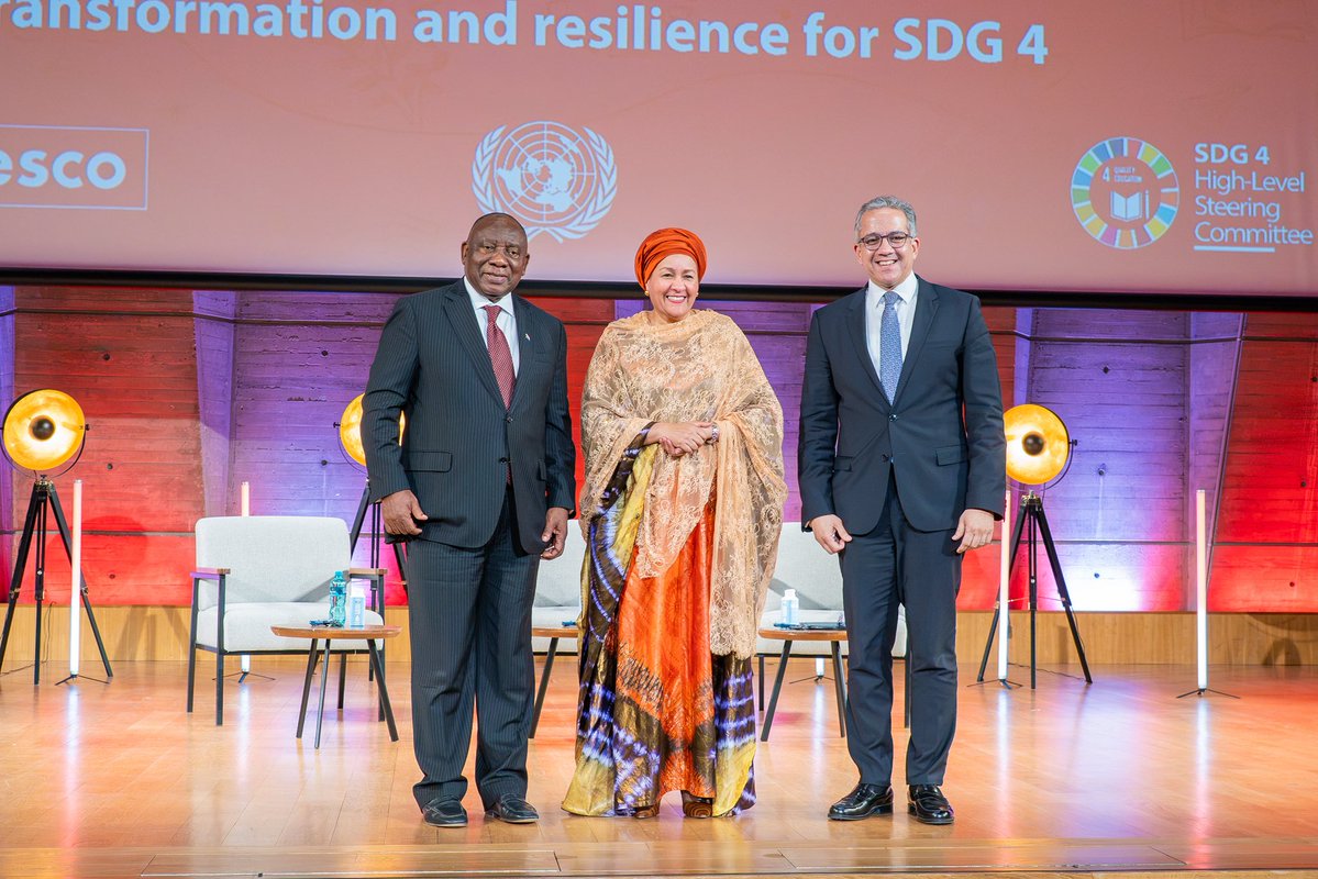 AminaJMohammed's tweet photo. The Secretary-General’s 2022 #TransformingEducation Summit put the crisis in education at the top of the global agenda.

Four years later, with the leadership of @UNESCO_DG, we gathered in Paris at a critical moment to take stock of progress, accelerate action and reimagine the future of education beyond 2030.