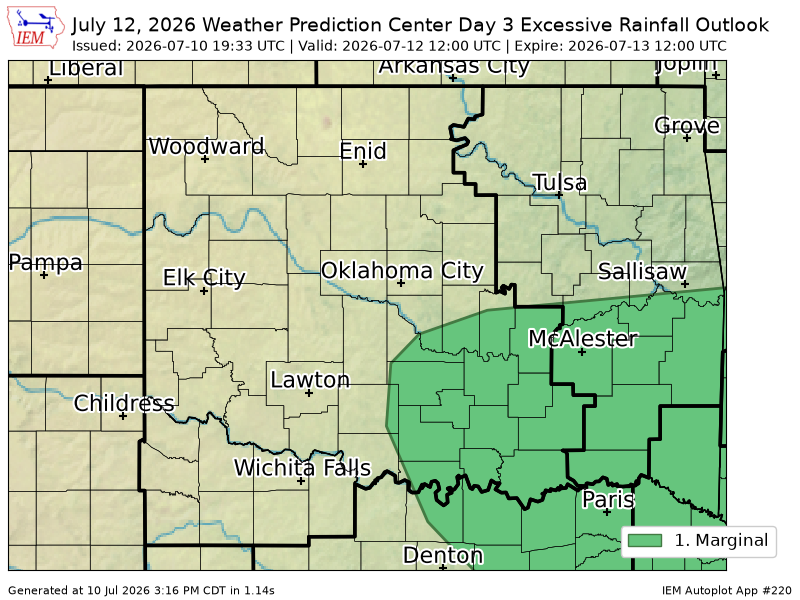 EmmanuelMwx's tweet photo. WPC issues Day 3 Marginal Risk Excessive Rainfall Outlook at Jul 10, 19:33z for OUN https://t.co/kGGzHjiHet https://t.co/ujLY0iHCFS