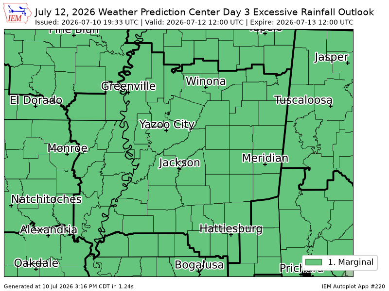 ArkLaMissWX's tweet photo. WPC issues Day 3 Marginal Risk Excessive Rainfall Outlook at Jul 10, 19:33z for JAN https://t.co/SrLeBFUCzU https://t.co/TYCvesHhS9