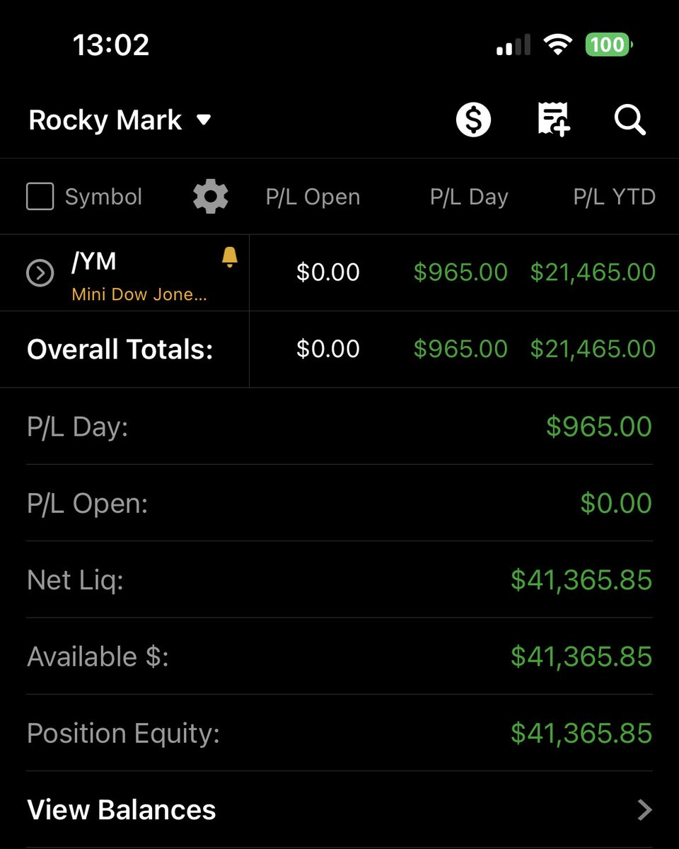 RockyMarkVntrs's tweet photo. ✅ $579.72 Net Realized P/L - 2-day Swing
📈 1 Long
🟢 117 pts
❗️ This trade ran on steam and had low probability of profitability. Glad I profited - I didn't have the confidence to hold over the weekend en route back to /YM (DJIA) All time high.

#TradesOfTheDay #Trade #Invest https://t.co/TwS5syt5bt