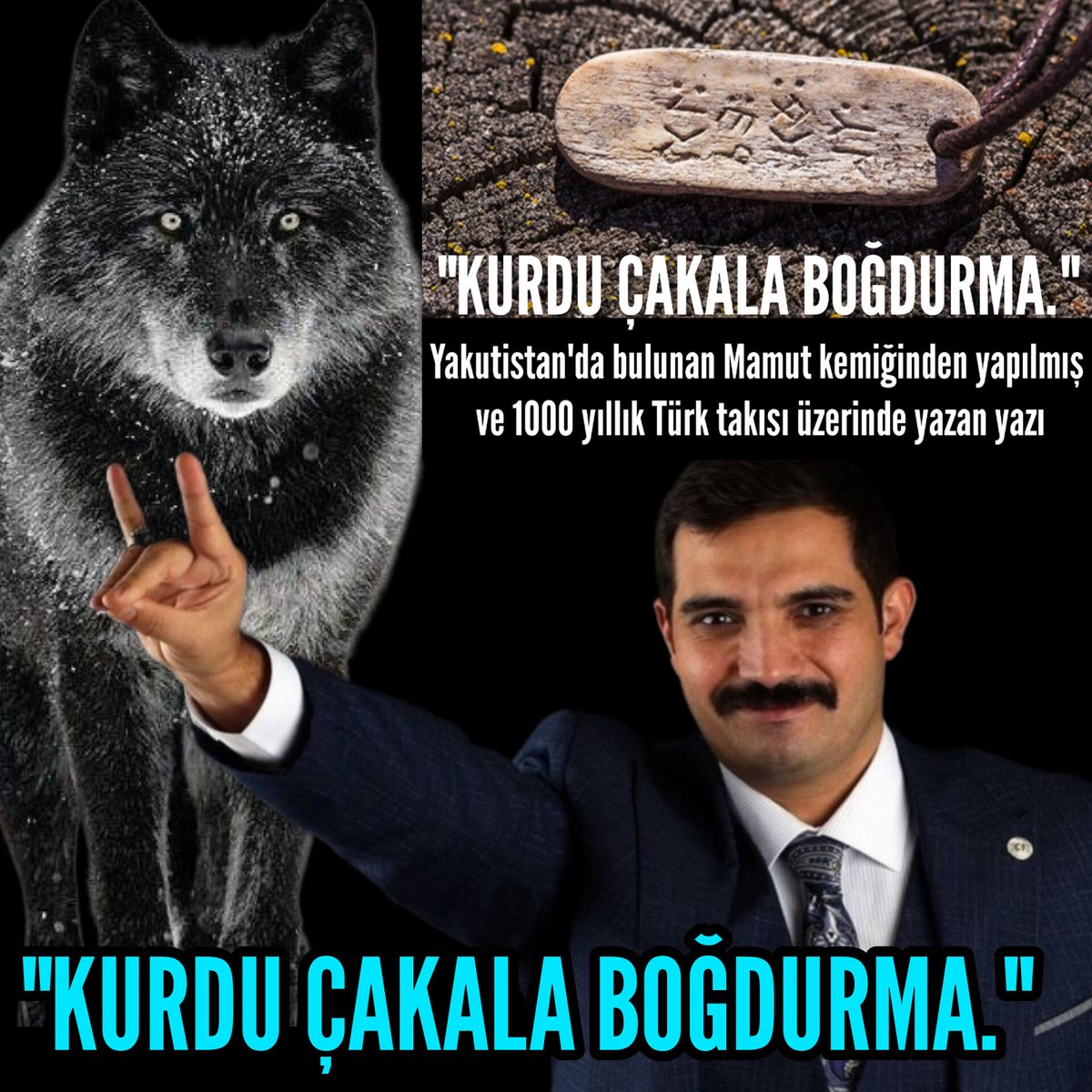 MilliyetciHbr's tweet photo. 🐺"KURDU ÇAKALA BOĞDURMA."

Yakutistan'da bulunan Mamut kemiğinden yapılmış ve bugün de güncelliğini yitirmemiş 1000 yıllık Türk takısı üzerinde yazan yazı ;

🐺"KURDU ÇAKALA BOĞDURMA."
#Şehit #SinanAteş #SinanATESiçinAdalet #SinanınAtesiHepiniziYakacak https://t.co/6MY6kw3b8D