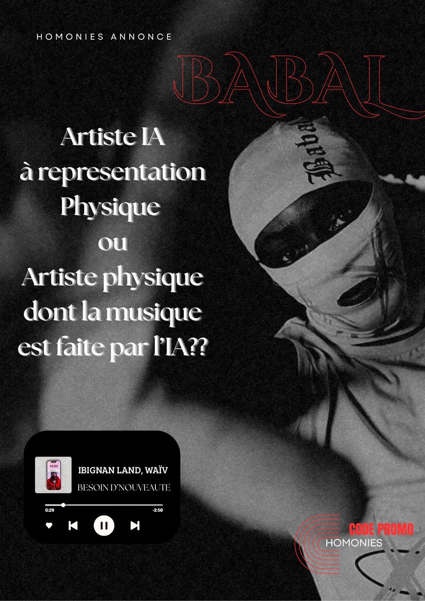 homonies_'s tweet photo. Selon vous #Babal est un artiste #ia où pas ?? Dites le nous en commentaires.
NB: explications requises
À l’audio vous avez, Besoin de nouveautés de ibignan et @waiv_930 https://t.co/Jl0mxsrsYW