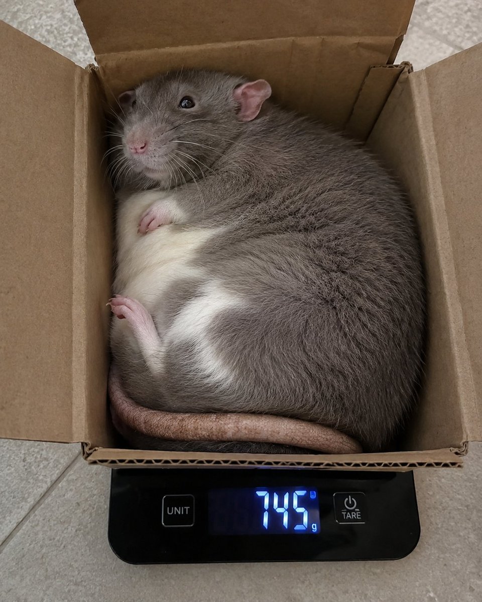 RatInControl's tweet photo. guys, is 745g too fat for a rat? https://t.co/yznOvQ8jML