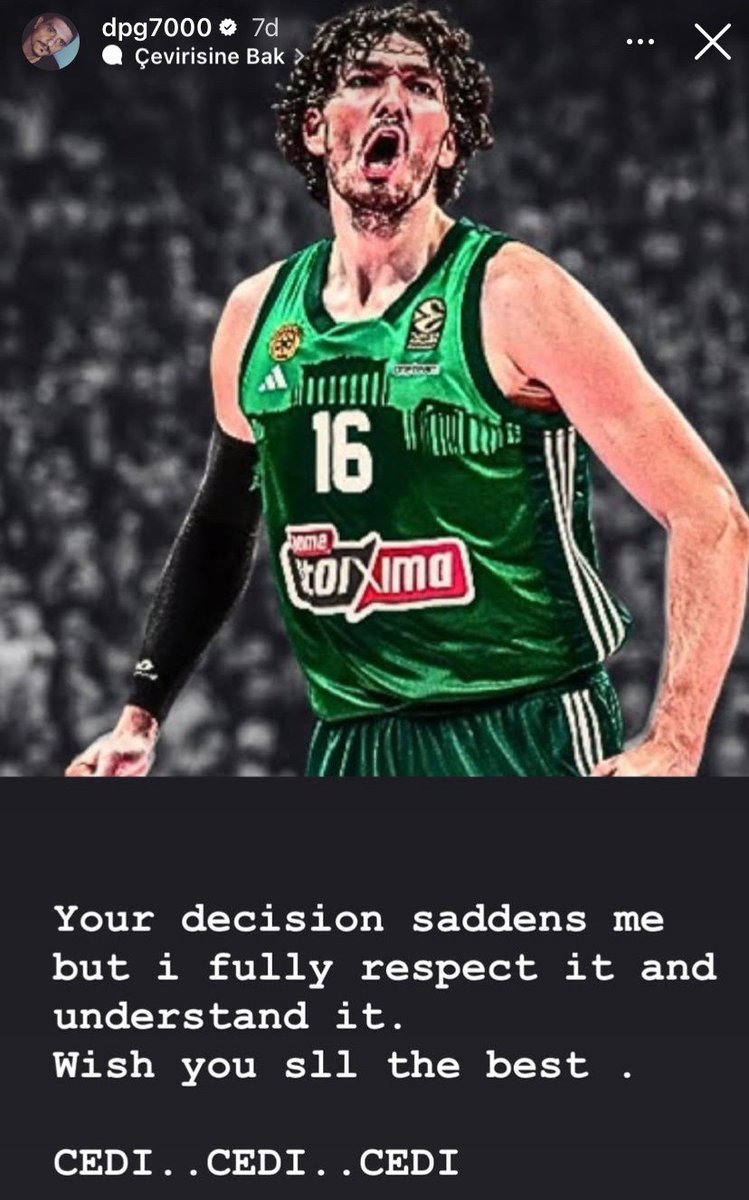 TekYolFener's tweet photo. Panathinaikos başkanı Dimitris Giannakopoulos'tan, Cedi Osman paylaşımı:

"Kararın beni üzdü ama buna tamamen saygı duyuyor ve seni anlıyorum. Umarım bundan sonraki süreçte her şey gönlünce olur.." https://t.co/GaNUQE3AIE