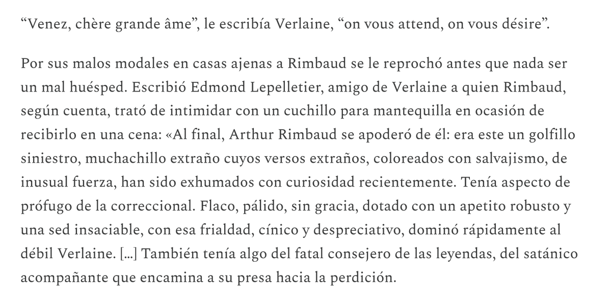 ___cd9's tweet photo. entre los trabajos inconclusos d “accidente nocturno” q jamás publicaré: hace 155 a��os paul verlaine conoció a arthur rimbaud; según edmond lepelletier, escritor y amigo d verlaine, rimbaud, con apenas 16 años, fue el “satánico acompañante” q guió al poeta a su perdición: https://t.co/2rR3TDumU7