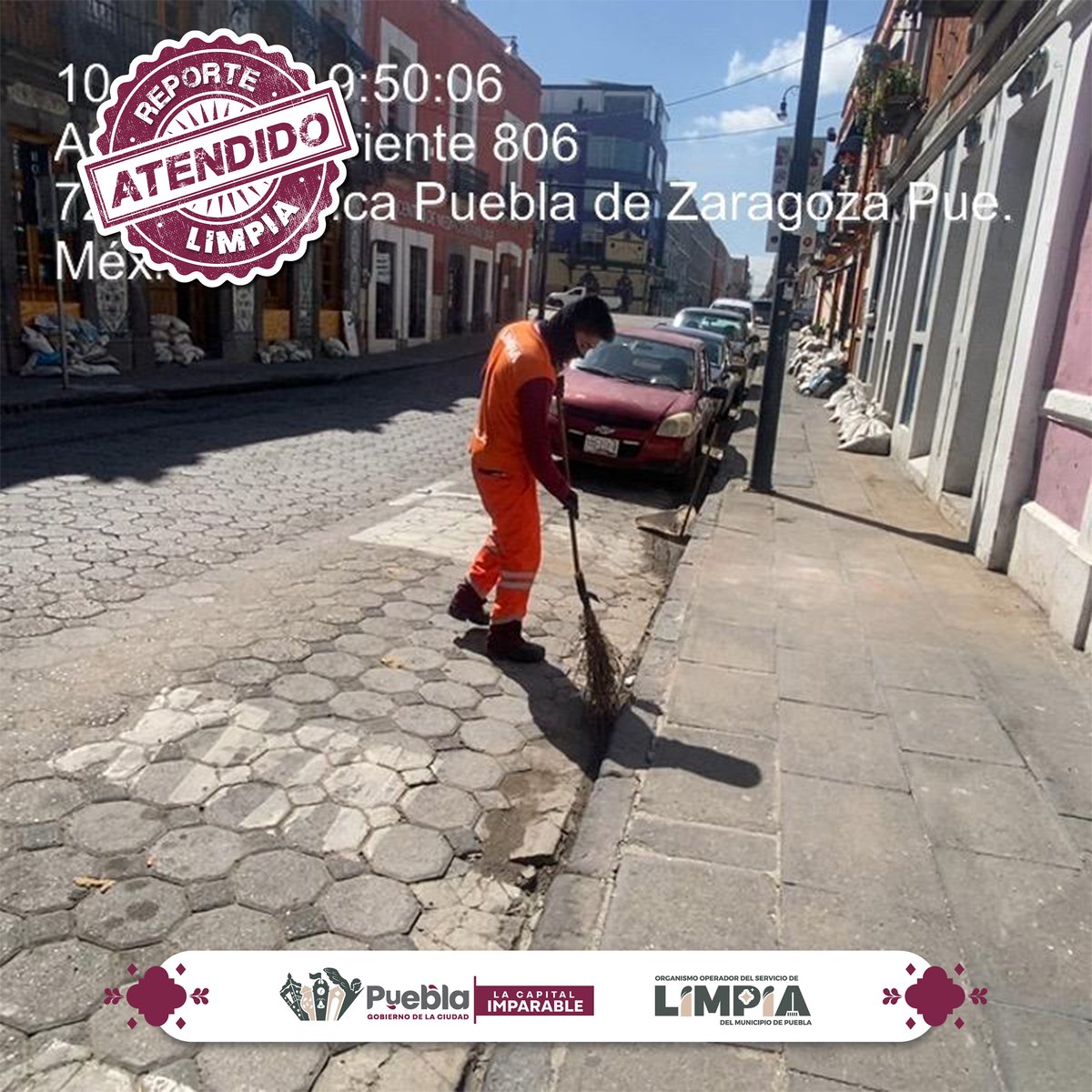 LimpiaPue's tweet photo. #ReporteAtendido 🧹 | En atención a un reporte ciudadano, nuestro personal realizó labores de barrido en la 2 Oriente y el Blvd. 5 de Mayo.
#PueblaLimpia https://t.co/xH7MTSDNDj