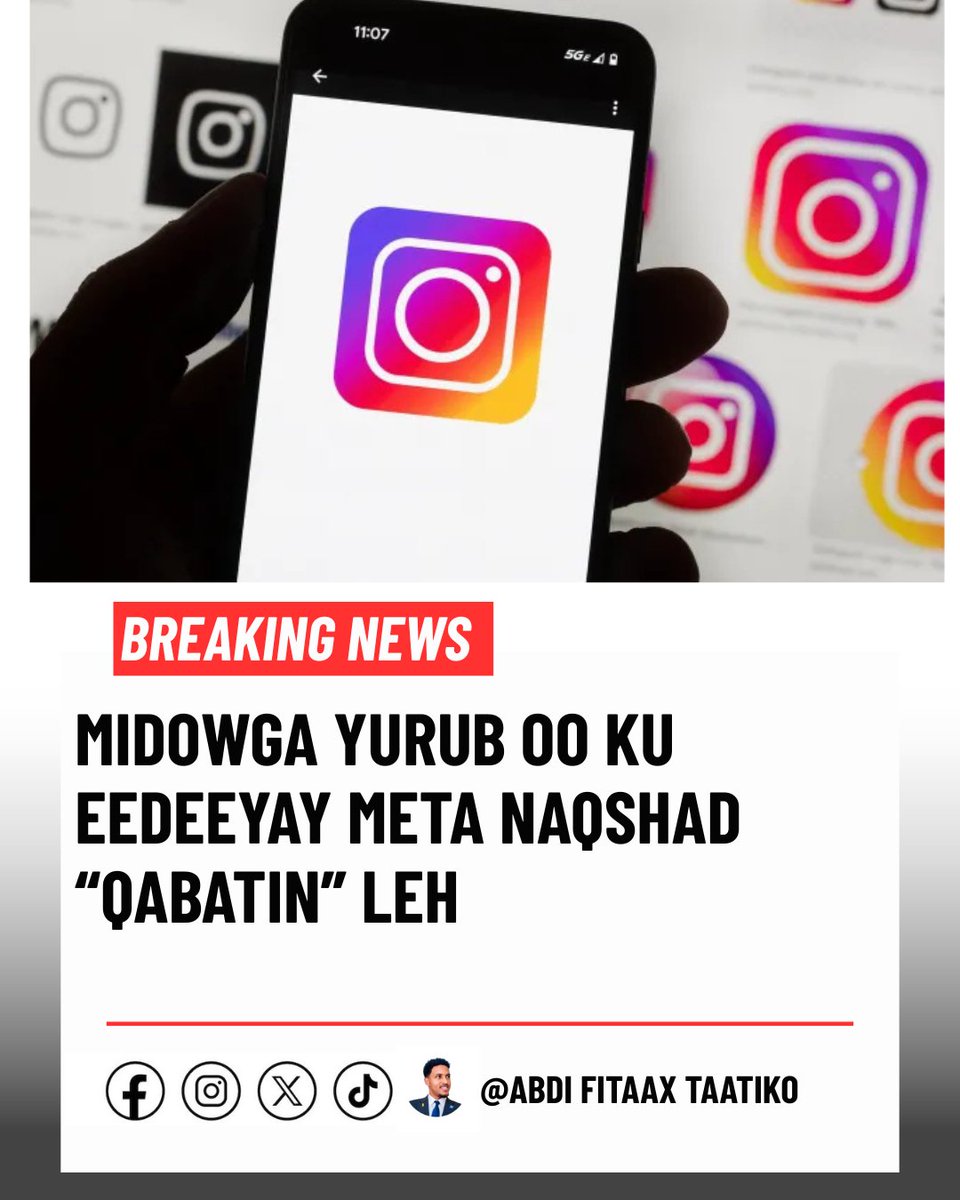 InaCali9's tweet photo. 🚨 DEG-DEG: Midowga Yurub ayaa ku eedeeyay Meta inay Facebook iyo Instagram u naqshadaysay si dadka loogu qabatimo isticmaalka, isagoo uga digay shirkadda ganaaxyo culus haddii ay sii waddo ku xadgudubka xeerarka tiknoolajiyadda ee Midowga Yurub.
#AbdifitaahTaatiko #Somalia #News https://t.co/U3CpRJqYOu
