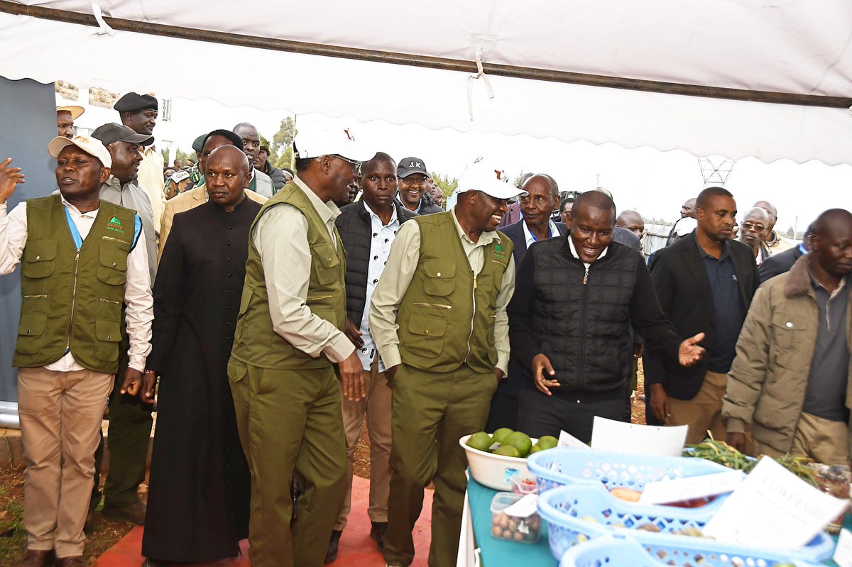 EphantusKim's tweet photo. Today, I had the privilege of hosting Mr. Felix Kosgei, EGH, Chief of Staff and Head of Public Service, during the Farmers' Expo and inspection of the Lower Sabor Irrigation Scheme in Moiben Constituency, Uasin Gishu County.

The event was organized as part of the 11th Edition of the Kaptagat Integrated Conservation and Livelihood Improvement Programme, an initiative patroned by the Principal Secretary for the National Treasury, Dr. Chris Kiptoo, CBS, aimed at promoting sustainable livelihoods, environmental conservation, and agricultural transformation.

The Chief of Staff was accompanied by Dr. Chris Kiptoo, CBS, as we toured exhibition stands showcasing produce from farmers benefiting from the Government-funded Lower Sabor Irrigation Scheme. The visit demonstrated how strategic investments in irrigation are transforming agricultural productivity, strengthening food security, creating employment, and improving household incomes.

The Lower Sabor Irrigation Scheme has been fully completed and is now operational. Developed at a total cost of KSh 288.6 million, the project has placed 280 acres under irrigation, directly benefiting over 700 households while creating economic opportunities for approximately 3,000 people along the agricultural value chain.

The project includes intake works on the Cheipkoilel River, a sedimentation tank, access roads, over 30 kilometres of main, sub-main and distribution pipelines, cluster lateral systems, and individual farmer HDPE pipe connections, providing reliable water for year-round farming.

Today, farmers are successfully producing coffee, potatoes, tomatoes, onions, avocados, passion fruits, kales, cabbages, and other high-value horticultural crops, enhancing food security, increasing household incomes, and supplying both domestic and export markets. The scheme is projected to generate approximately KSh 70 million annually through agricultural production, value addition, and horticultural exports.

The visit reaffirmed the Government's commitment under the Bottom-Up Economic Transformation Agenda (BETA) to expand irrigation infrastructure as a key driver of food security, job creation, climate resilience, and inclusive economic growth.

Also present were Deputy Head of Public Service, Mr. Amos Njoroge Gathecha, CBS, NDC (K); Principal Secretary for Environment and Climate Change, Dr. Eng. Festus Ng'eno, CBS; Principal Secretary for Basic Education, Mr. John Lekakeny Ololtuaa; Principal Secretary for Forestry, Mr. Mugambi Gitonga, CBS; Chief Executive Officer of the National Irrigation Authority, Eng. Charles Muasya, MBS; together with other national and county government officials and stakeholders from the agriculture and irrigation sectors.