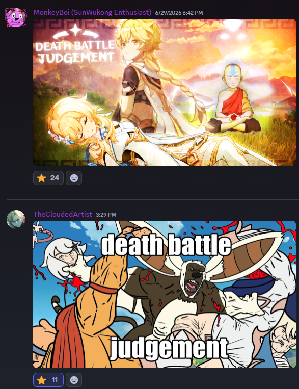 viking_gumball's tweet photo. What I appreciate the most about the Death Battle Judgement server is the the talented and versatile artists who enter the banner contests we hold every time a new episode is announced https://t.co/dtM9VHMlX7
