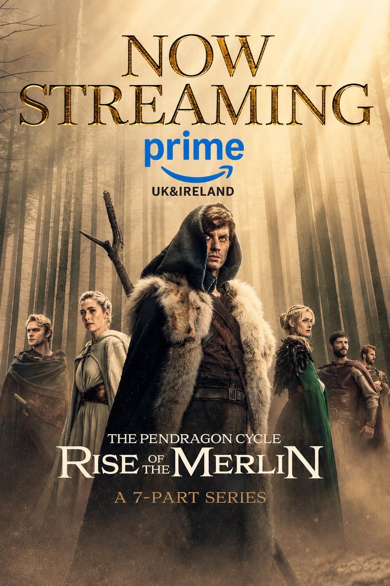 SteveVarnom's tweet photo. #thependragoncycle is now streaming on Amazon Prime in the UK and Europe. It’s No.4 in the UK charts and the No.1 fantasy show in Europe. 
Check out Tom Sharp’s brilliant central performance as Merlin and me as Custennin, King of the North. All episodes streaming now! https://t.co/UoFMHqywIx