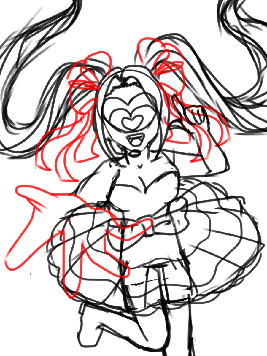 itskittyc's tweet photo. My sketch is terrible bc I was lazy but shows clearly what I want to refine into the lineart (WIP). I changed the bows in my lineart because I realised they weren’t accurate, urs however is so obviously AI because the shapes in ur sketch are so random and unnecessary… https://t.co/6wpZ7fJXwy