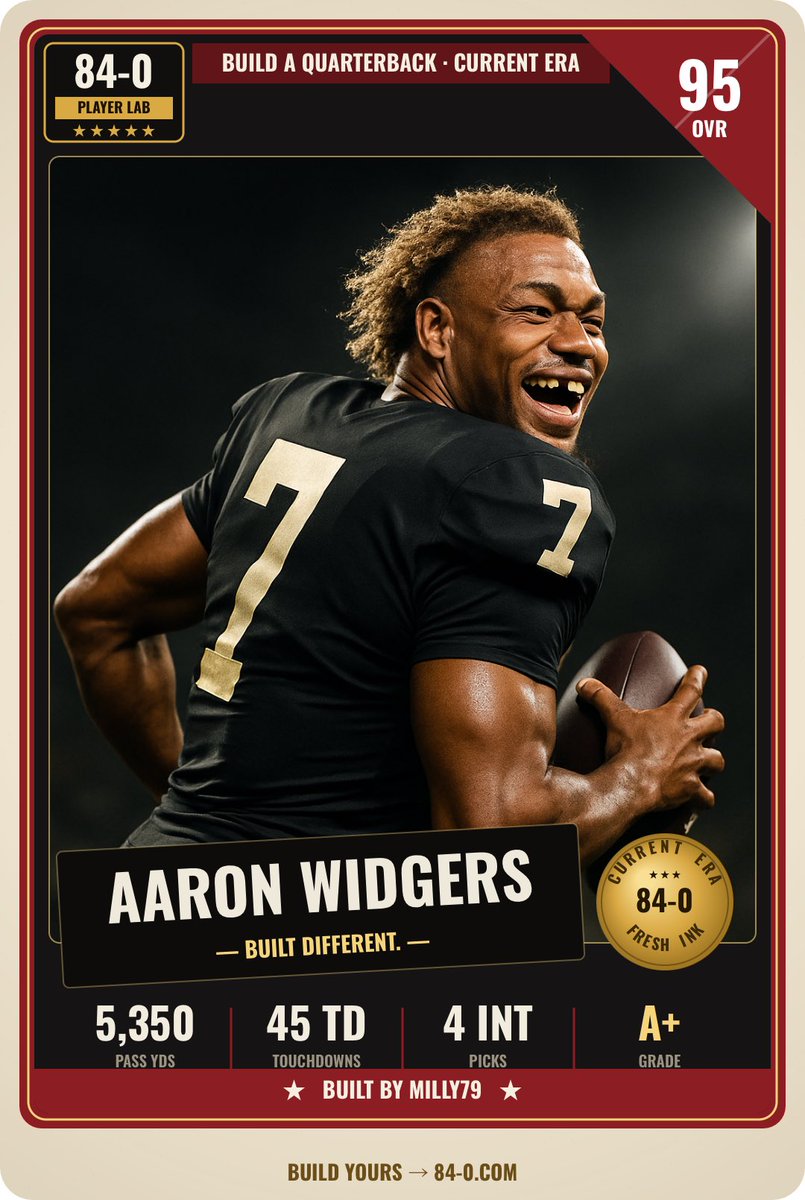 84and0's tweet photo. I made a new game!

Play now: https://t.co/Mych60V5fq

Spin the slot machine of all 32 teams current and all-time players, pick one of their 10 attributes, and build the best player you can.

Then simulate the season and see if you built a GOAT. Creat and collect  your own collectible sports card.