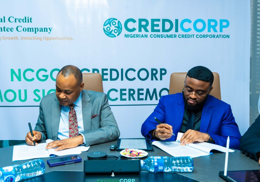 Nairametrics's tweet photo. The Nigerian Consumer Credit Corporation (CREDICORP) and the National Credit Guarantee Company Limited (NCGCL) have signed a Memorandum of Understanding (MoU) to establish a risk-sharing partnership aimed at expanding access to consumer credit for qualified Nigerians. https://t.co/GVJEXnYnBW