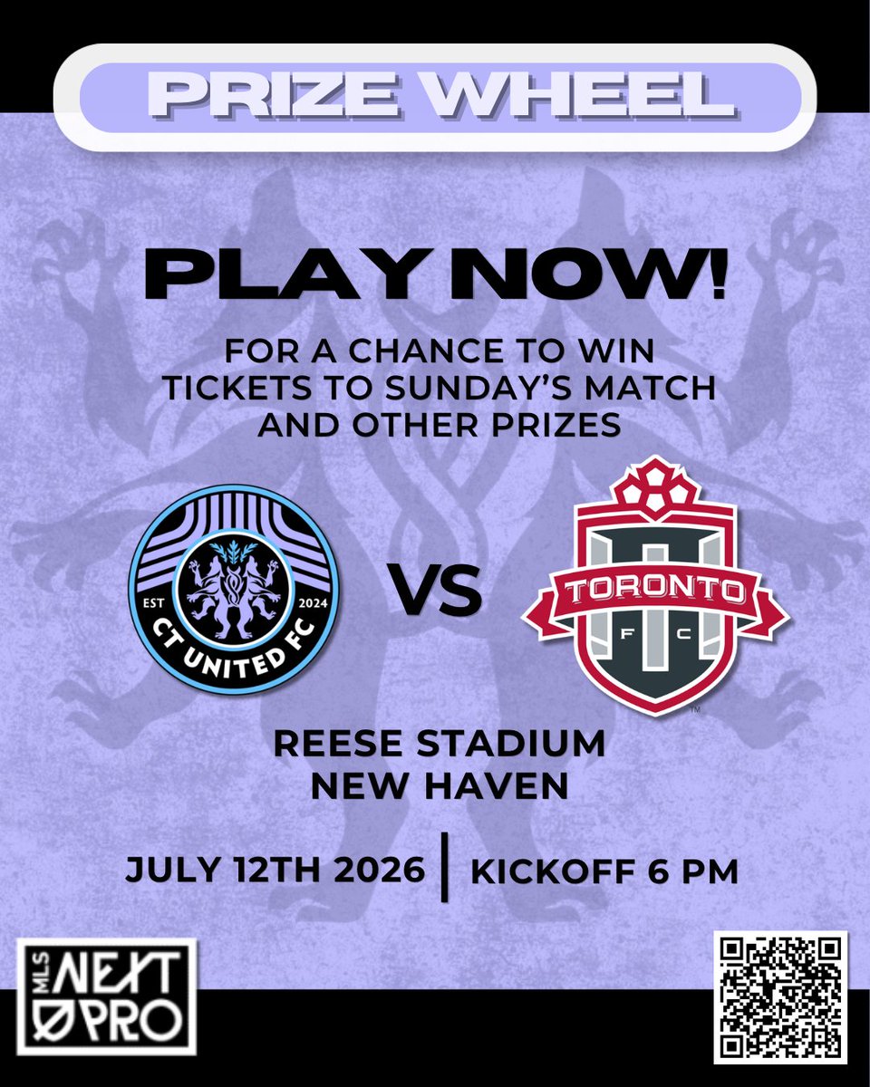 ctunited's tweet photo. 🧠🐺 Spin the wheel. Win prizes.
 
Scan the QR code or tap the link in our Story to play and spin the prize wheel!
🎟️ General Admission tickets are just $18
📍 Reese Stadium
📅 Sunday, July 12
⏰ 6 PM

#ForeverCTUnited #VamosCT #Coywolves https://t.co/BFPMqQHLC3