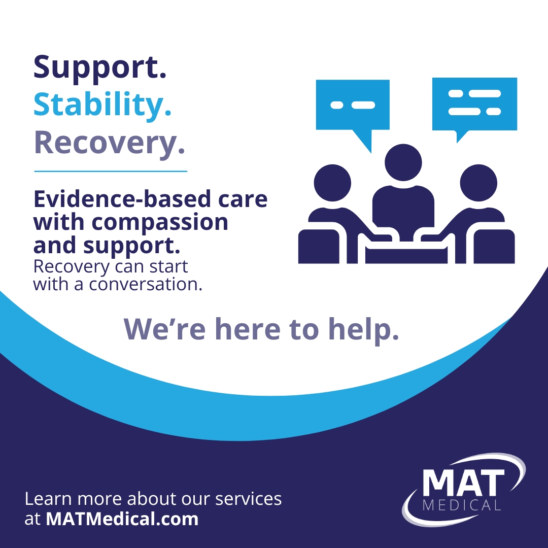 MATmedServices's tweet photo. Taking the first step toward recovery can feel overwhelming, but you don’t have to figure it out alone.

MAT Medical provides medication-assisted treatment, assessments, and support to help individuals move forward with a plan that fits their needs.

https://t.co/5pNwxXx3oA https://t.co/sfULimPJX8