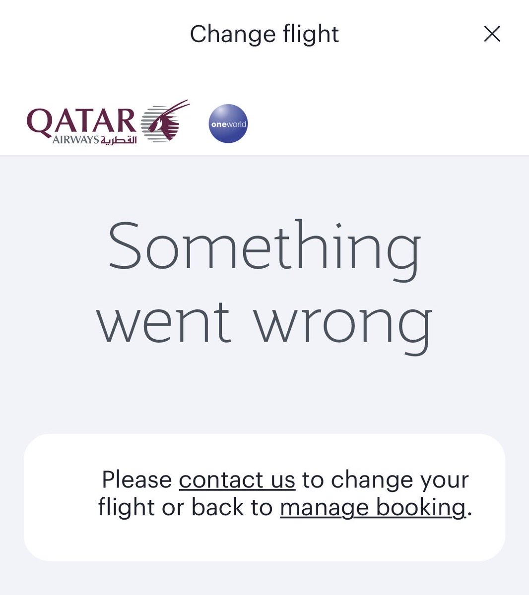 adhwaR's tweet photo. @_qatarhelphub i need help with my back flight there was change and i need to resolve it as unfortunately you didnt find solution but system doesn’t work 
Booking number: 9BQ6B9 

I need to go back without issues please 

حجزي للرجعه فيه مشكله والتطبيق يعطيني مشكله مااقدر اعدل شي https://t.co/rN7d9LQoaj