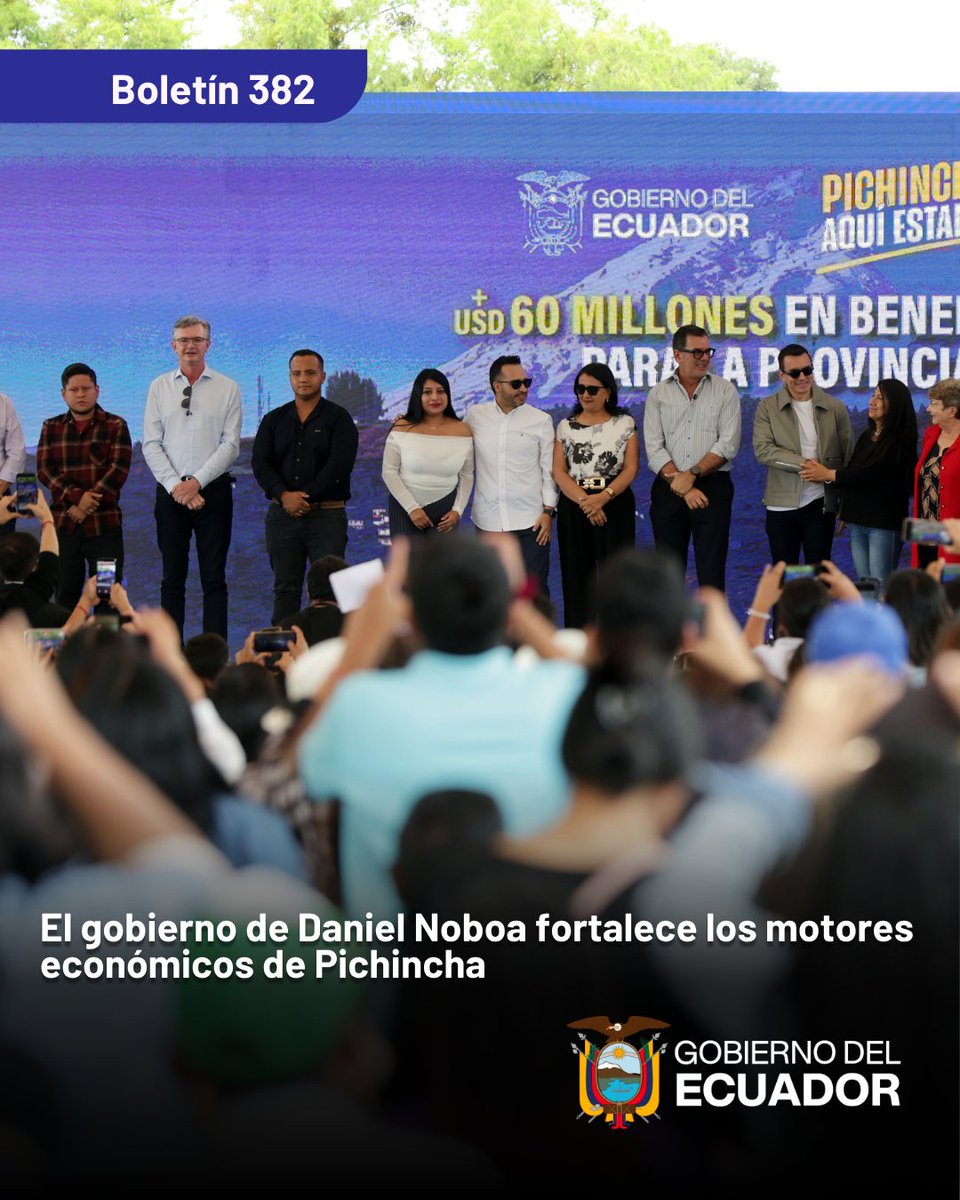 AgriculturaEc's tweet photo. El Gobierno del Ecuador fortalece los sectores productivos de Pichincha con inversión, capacitación, acceso a crédito y apoyo directo al campo. 🌱🇪🇨

A través del MAGP y otras instituciones del Estado, se entregaron títulos de propiedad rural, paquetes tecnológicos para el cultivo de papa, insumos para el mejoramiento genético bovino y equipos destinados a impulsar la productividad agropecuaria.

Estas acciones se complementan con créditos, certificaciones laborales y programas de apoyo para jóvenes, mujeres y emprendedores, promoviendo más oportunidades para las familias de la provincia.

🔗 Conoce más en el siguiente enlace:
https://t.co/dUrBF8aQLP

#GobiernoDelEcuador #MAGP #Pichincha #ProducciónAgropecuaria #DesarrolloRural