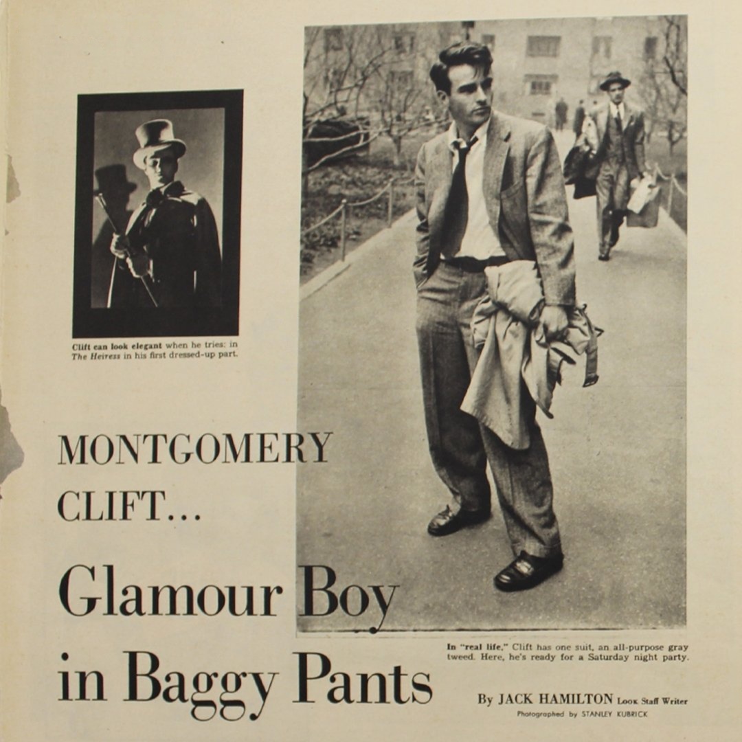 oldhllywoods's tweet photo. montgomery clift in “glamour boy in baggy pants” for look magazine in 1949, photos by stanley kubrick https://t.co/G6jdskP7Mp