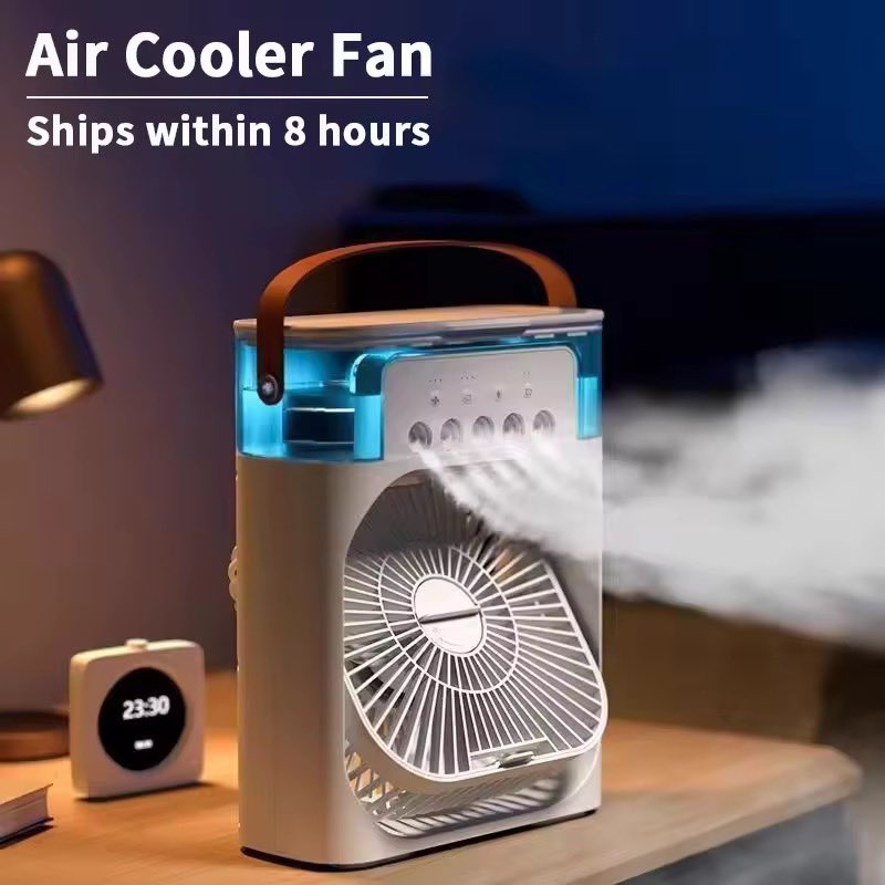 S_k061's tweet photo. 3-in-1 Portable Air Cooler Fan 🌬️✨
Stay cool anywhere with this mini air cooler, humidifier, and LED night light. Perfect for your desk, bedroom, and home. Compact, quiet, and easy to carry.
#PortableFan #MiniAirCooler #AirHumidifier #CoolingFan 
https://t.co/gc2d20fyqQ https://t.co/j3BYOhuDX7