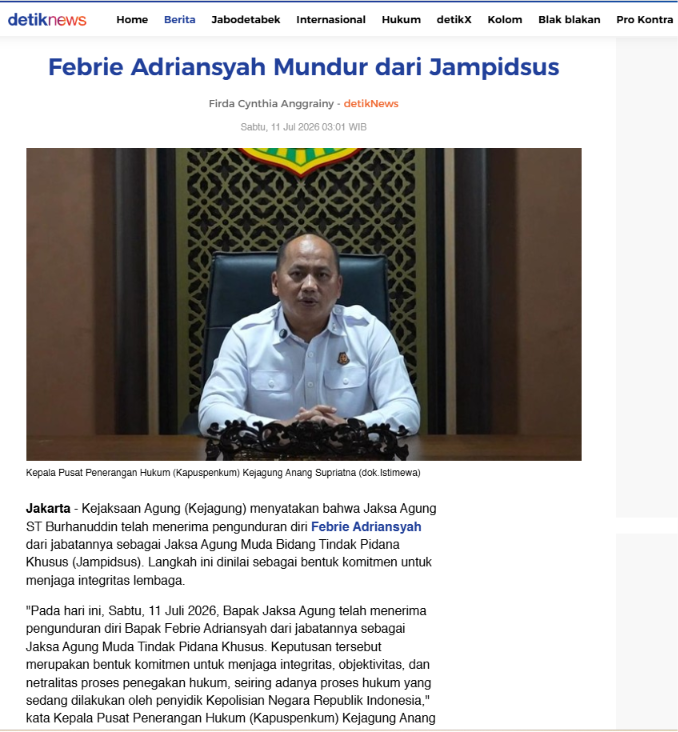 ardisatriawan's tweet photo. FEBRIE ANDRIANSYAH MUNDUR DARI JAMPIDSUS