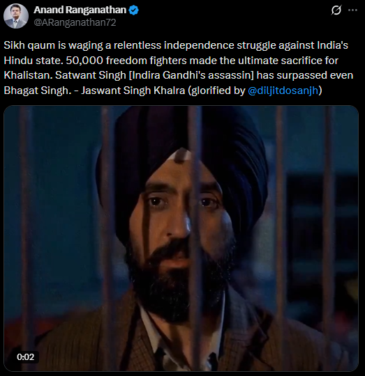 SupremeFalcons's tweet photo. Bhindrawala died in June 1984 but yeah blame him for November 1984 Sikh Genocide. "Sikhs got it because of Sikhs themselves". 

Sikhs need to understand this genocidal pulse among majority can appear at any point of time by creating false propaganda like the one Anand is spewing. https://t.co/9V4uff1kMj