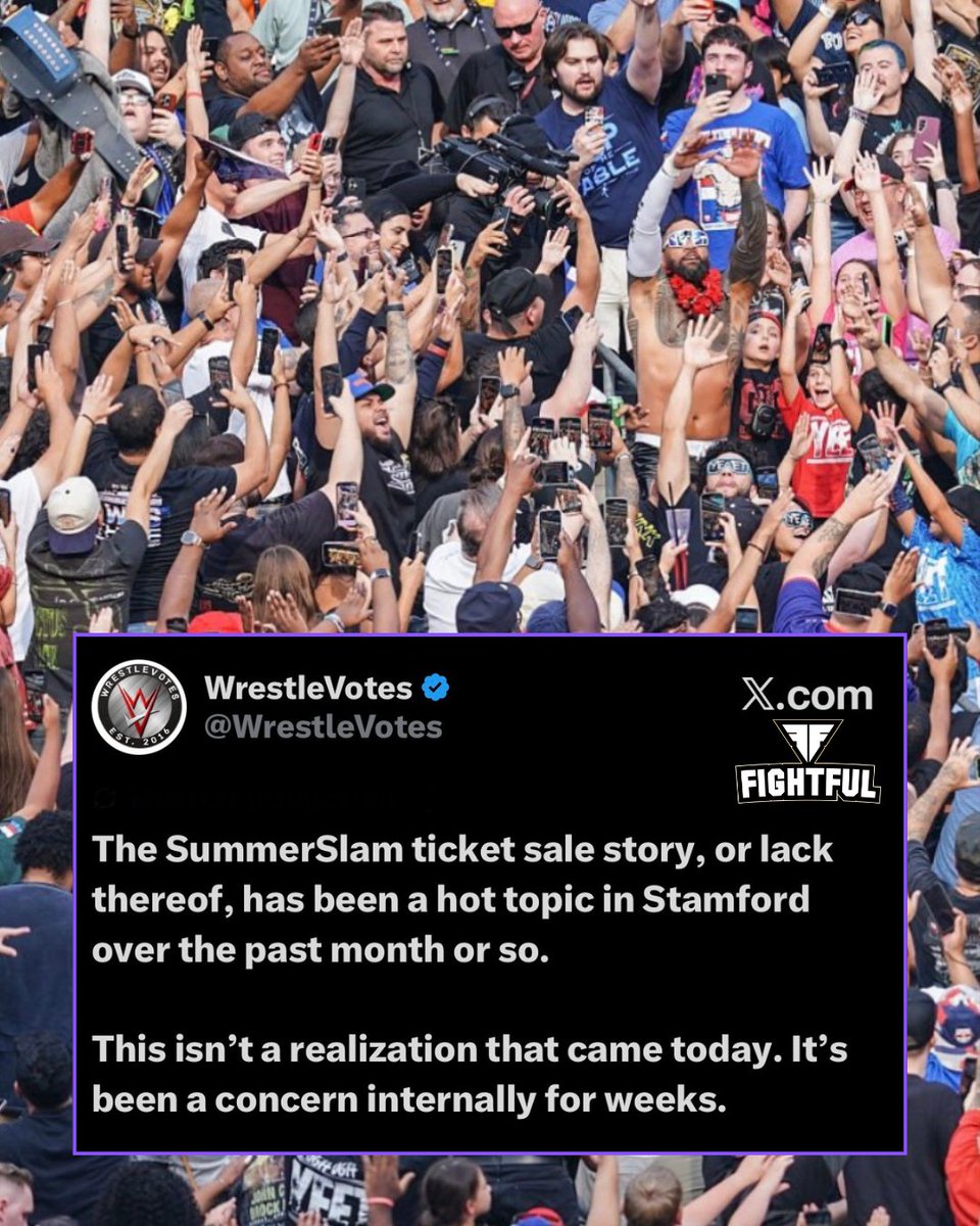 Fightful's tweet photo. WWE SummerSlam ticket sales have been an internal concern for weeks.

(@WrestleVotes) https://t.co/asuHQcJB10