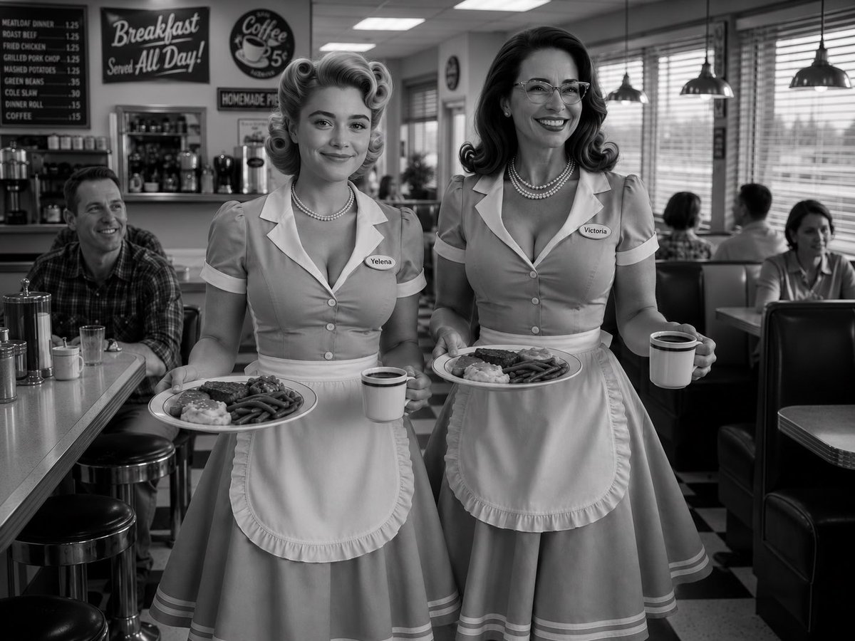 StepfordVicKate's tweet photo. The wonderful @YelenaTheWidow come down to the diner to help out she is a natural the diner rush is being served also breakfast is still being served also 

#westview 

@Westview_Wife @WestviewCaitlin @WonderWifeNo1 @WestView_Sophie @stepfordivy @RomanoffSlut @LuxannaLuster https://t.co/3l7kua5758