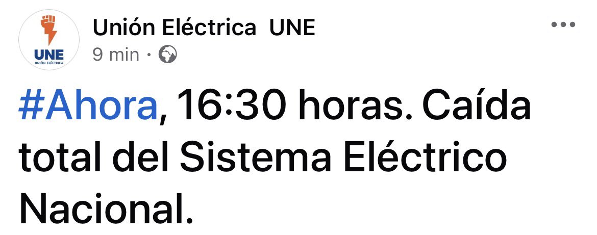 MagJorgeCastro's tweet photo. ⚠️⚠️#Urgente. Colapsa el sistema eléctrico nacional.

Nuevo apagón nacional en menos de una semana.

Un desastre. https://t.co/DAlzkYbz4T