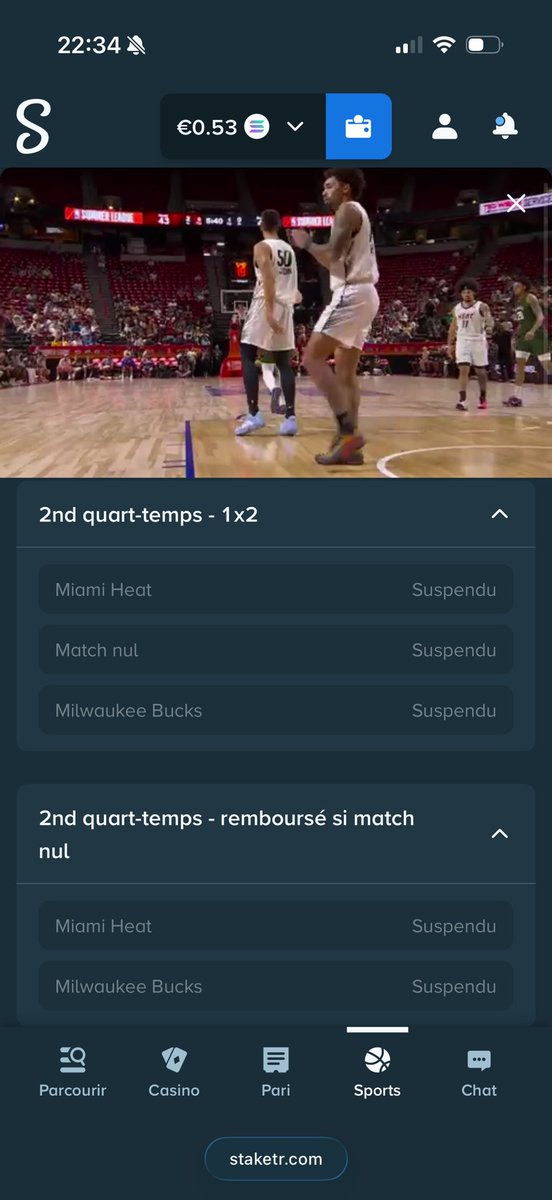 Jonathzn4's tweet photo. Now I have a problem with a basketball game. You're leaving bets open even though there are bugs in your scoring system! Look at my two sports bets: 619513902 and 619514401. @StakeEddie https://t.co/qZg3J9RWyS