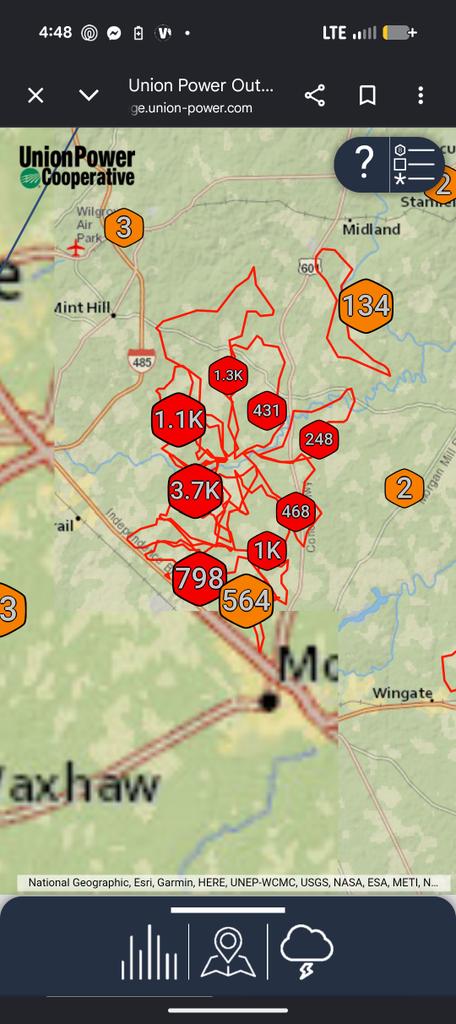 byr65357's tweet photo. @wxbrad  Just a few outages with wind and storms. Now we wait. https://t.co/dPwDdBWckb