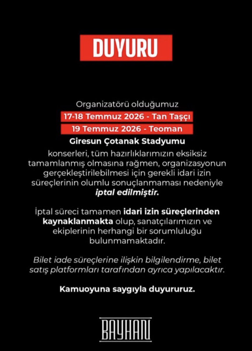 timursoykan's tweet photo. Giresunspor, yaşadığı mali krizi aşmak için Giresun Çotanak Stadyumu’nda Tan Taşçı, Kenan Doğulu, Teoman konserleri organize edecekti. İzinler alındı, biletler satıldı. Ancak şehrin yeni Gençlik ve Spor İl Müdürü önce konserleri erteletti, sonra ise stadın uygun olmadığı gerekçesiyle gerekli izinleri vermedi. Konserler iptal edildi. Oysa 35 bin bilet satılmıştı. İnsanlar konserde eğlenecek, takım gelir elde edecek diye ödleri kopuyor. Bürokratlar sanki kral olmuş. Giresunspor yetkilileri Gençlik ve Spor Müdürü hakkında çok çarpıcı iddialarda bulunuyor.