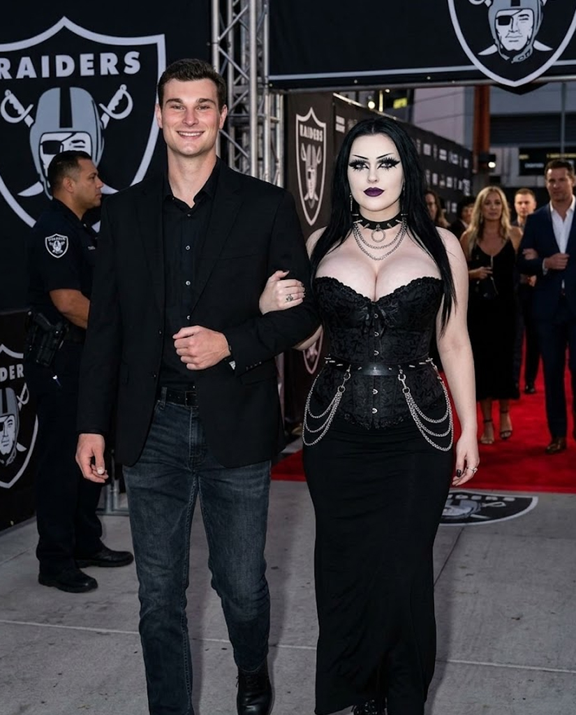 InsiderWhitlock's tweet photo. Fernando Mendoza Turns Heads at Raiders Media Event With Big Tiddy Goth Girlfriend https://t.co/cQouIlm4gb