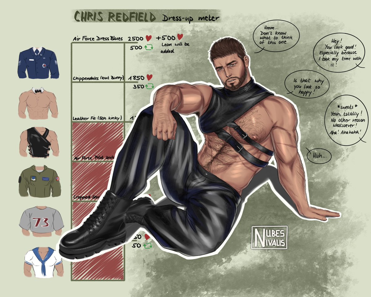 nubesnivalis's tweet photo. Black really suits him well!! 😏

Should be more careful though, he‘s already suspecting me 🙈

#REBHFun #ResidentEvil #ChrisRedfield https://t.co/t6YoSRV6fC
