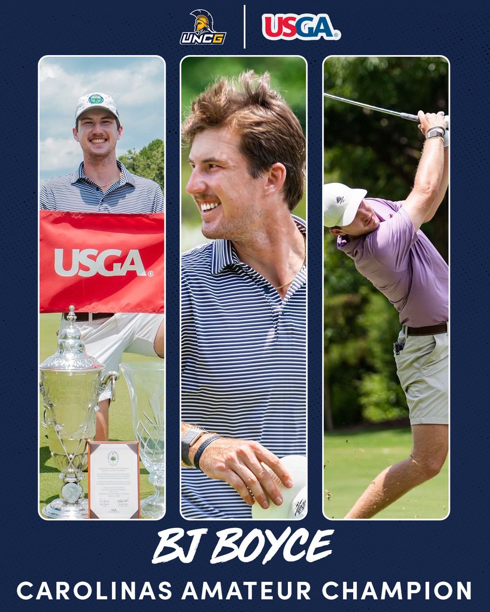 UNCGMGolf's tweet photo. Congratulations to BJ Boyce on winning the @USGA Carolinas Amateur Champion! 🤩
📰 https://t.co/n6oxatfYCt
#letsgoG https://t.co/wSTIGW7a4C