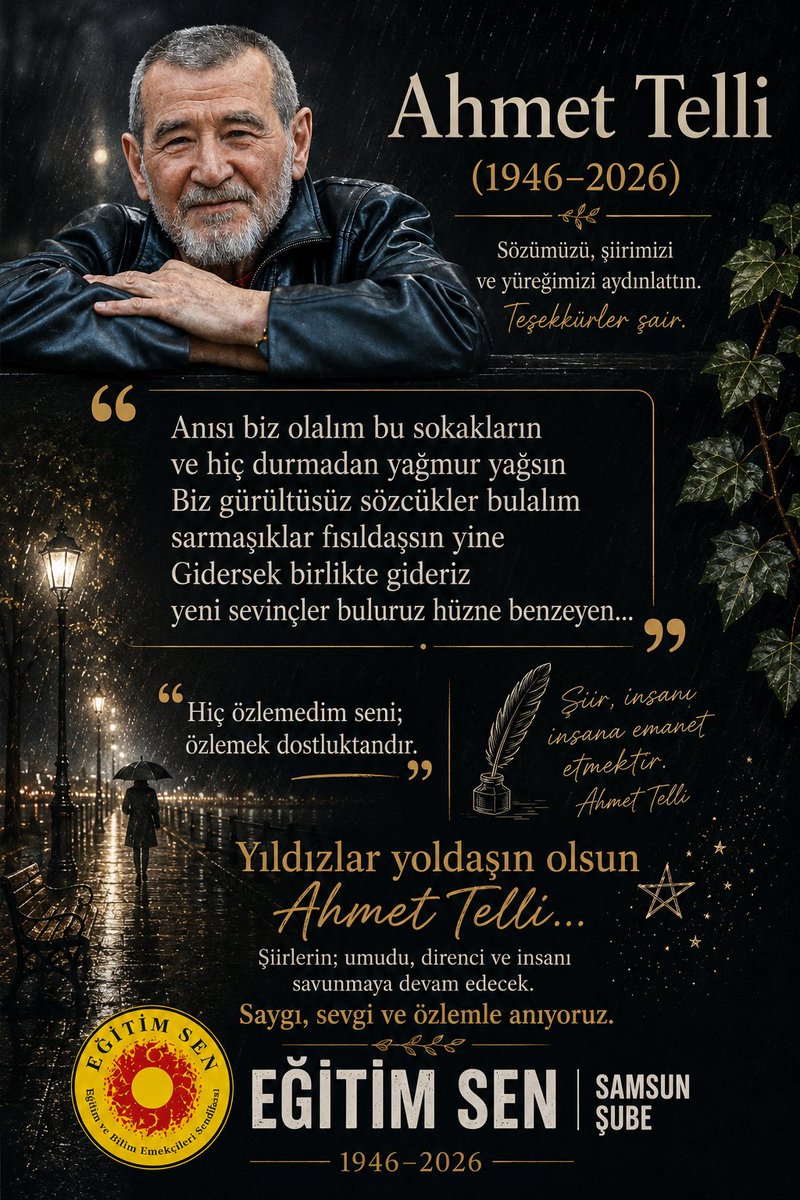 sen_samsun's tweet photo. Şiirlerin; umudu, direnci ve insanı savunmaya devam edecek.
Saygı, sevgi ve özlemle anıyoruz.

Eğitim Sen Samsun Şube https://t.co/KdL7RjtSDt