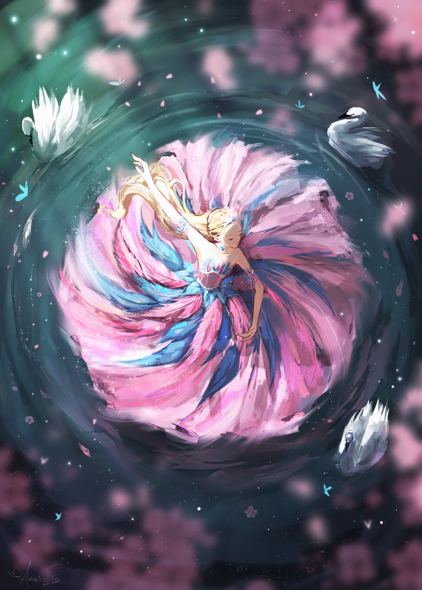 aa1vy's tweet photo. Sketch vs. final 🌷 #barbie swan lake https://t.co/vgkTOkn8zL