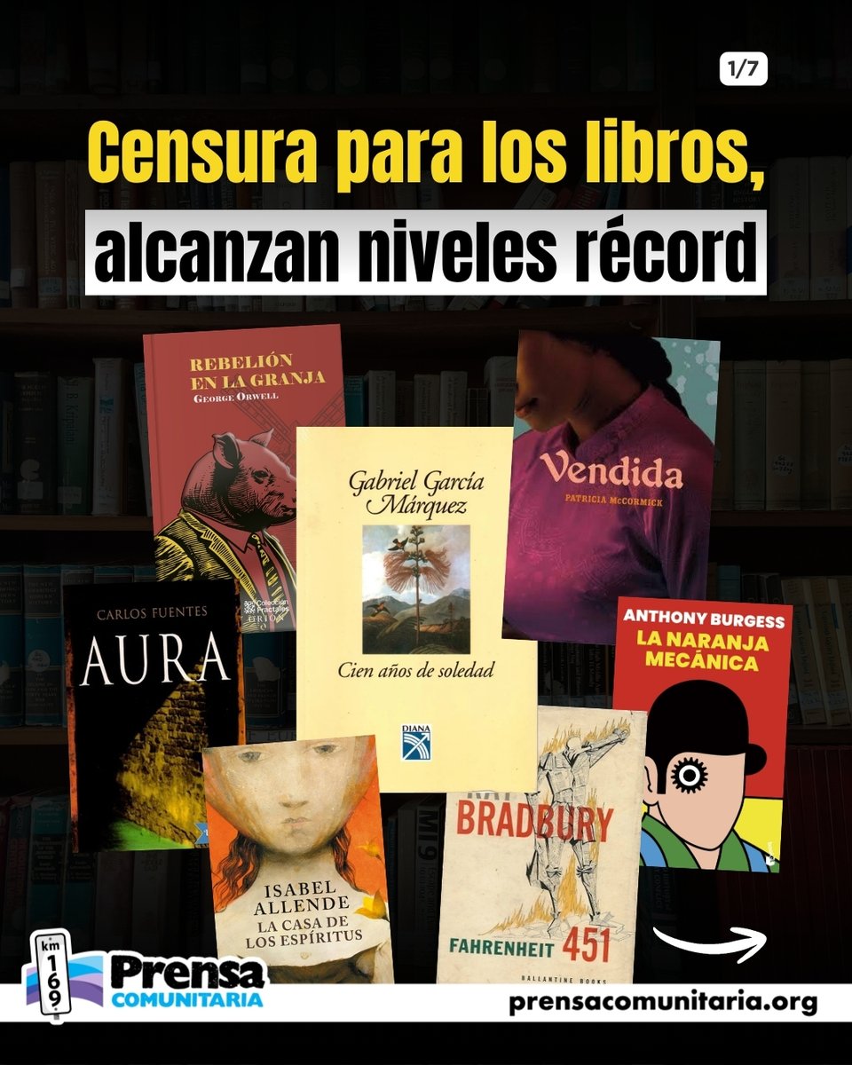 PrensaComunitar's tweet photo. 📚La censura de libros ha llegado a niveles récord
 
En Estados Unidos se han prohibido más de 6 mil títulos y se han retirado de los anaqueles más de 3 mil libros 

¿Qué libros se han prohibido? Aquí te contamos https://t.co/wZeYdDxuoX